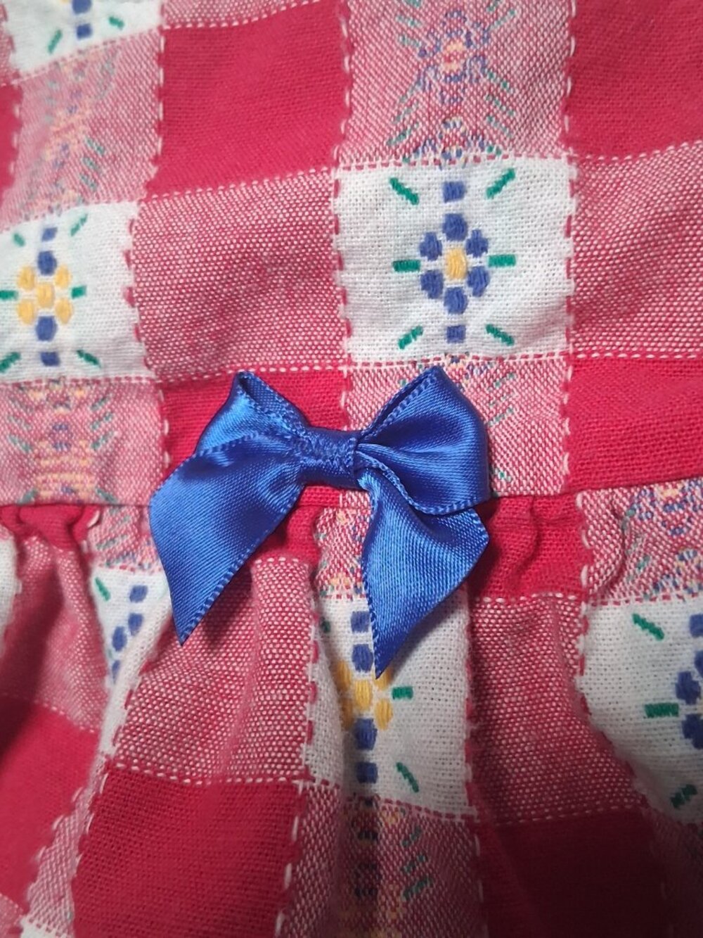 Vintage Carters Baby Girl Romper 3-6M Red Check Plaid Floral Country Cottage - Picture 12 of 12